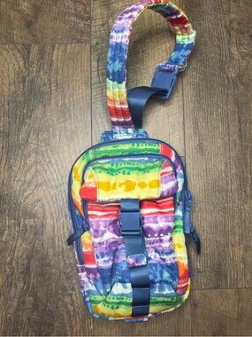 Vera Bradley Tie Dye Rainbow Sling Backpack Crossbody Bag Colorful